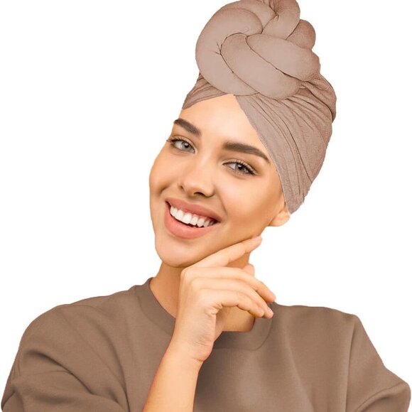 Women Turbans and Head Wraps, Women African Turban Flower Knot Pre-Tied Bonnet B - Picture 1 of 5